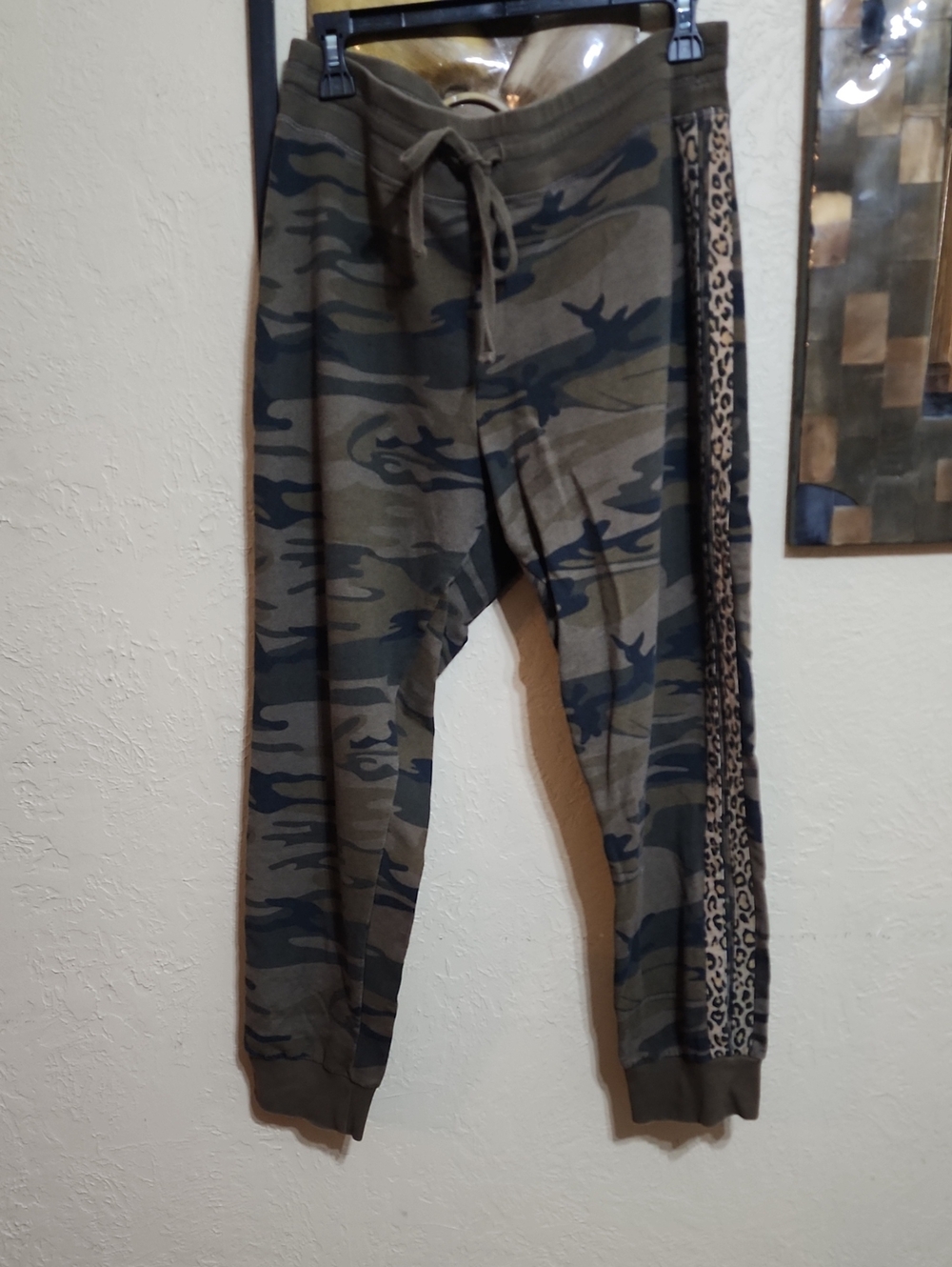 Johnny Was -Women’s Olive Camo Joggers with Leopard Stripe